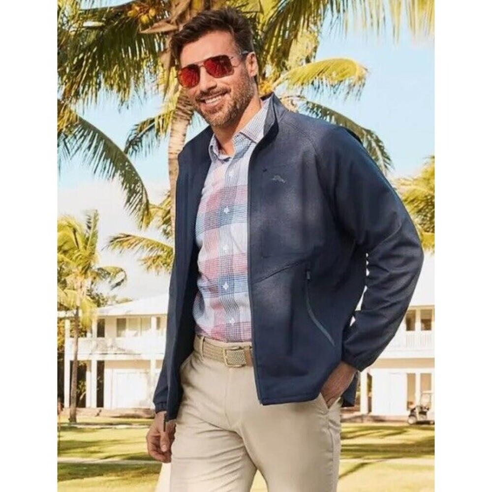 Men’s Tommy Bahama Nylon & Polyester Full Zip Collared Jacket — Size L